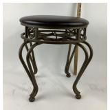 Metal Stool With Padded Brown Seat