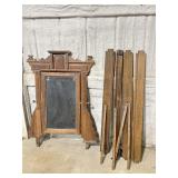Antique swivel mirror, wood bed rails