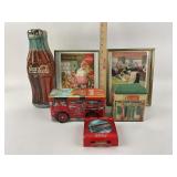 Coca-Cola Tins, Framed Prints, Coin Bank, Coasters