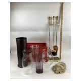 Brass Fireplace Tools, Glass Hurricane Lamp Shades