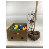 Plastic Spiky Balls, Metal Wire Basket