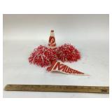 Mustang Cheerleader Megaphone, Pom-Poms, Pennant