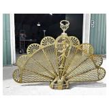 Folding brass fireplace screen