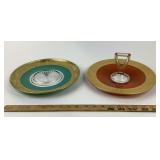 Cambridge Glass Underplate; Handled Tray With Gold