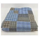 Hand Bound Patchwork Quilt in Country Blue Tones
