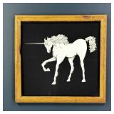 framed glass unicorn vintage carnival prize