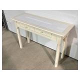 Wood hallway table, tile inlay