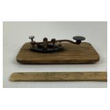 Morse Code Telegraph Key On Wooden Base