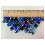 42 Vintage Marbles Blue glass variations