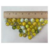 36 Vintage Marbles Yellow Swirled Glass Variety