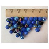 35 Vintage Marbles Blue Glass Variations