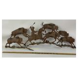 Metal Art Sculpture Native American With Bison