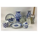 Delfts Blue Ceramics, Glass Angels, Germany Marked