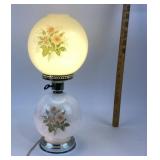 Glass Globe Table Lamp With Floral Design