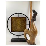 Farmhouse Ceramic Rooster Statue & Rustic Metal Ti