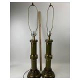 1950s Mid-Century Green Gold Accent Lamps
