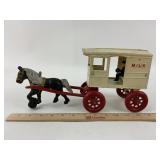 Kenton cast iron horse-drawn milk wagon toy