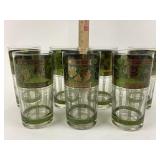 Cera Green Golden Grapes 1950's Highball Glasses