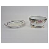 Hand Painted Nippon Footed Bowl With Floral Design