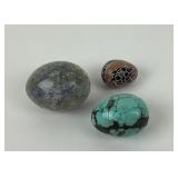 Turquoise, Ceramic, And Stone Eggs