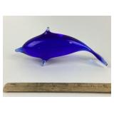 Cobalt Blue Art Glass Dolphin Figurine