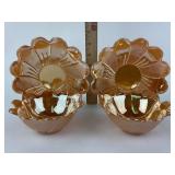 1950s Fire King Peach Lustre Lotus Bowls, Plates