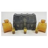 Treasure Chest Decanter, 3 shot glasses