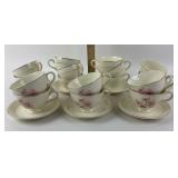 Homer Laughlin Pink Dogwood Teacups With Saucers