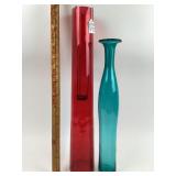 Vases: Hand Blown Red Glass Tealight Holder, Thin