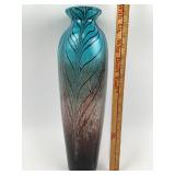 Art Glass Vase; Peacock Feather Design