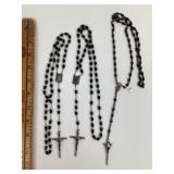 Black Rosary Beads With Crucifix Medallions