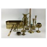 Brass Candlesticks, Pitcherwith Mother of Pearl, P