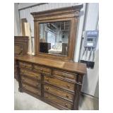 Liberty Furniture Wood Dresser & Mirror 9 Drawer.