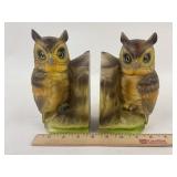 Owl Figurine Bookends With Painted Detail