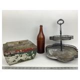 Silver Plated Tier Server, Metal Box, Centlivre B