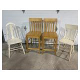 4 chairs; 2 counter height, 2 rustic