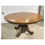 Large oak pedestal dining table