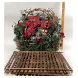 Festive Wood Branch Basket; Lighted Faux Botanical