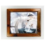 Wood framed ships captain wall art