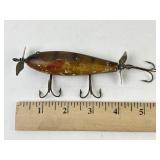 Antique fishing lure painted wood glass eyes