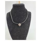 .925 Italy Sterling Silver Chain with rhinestone