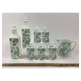 German Ceramic Spice Jars With Oil, Vinegar Bottle