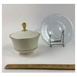Lenox Porcelain Bowl With Lid, Glass Saucer