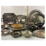 Silver-Plated Trays, Bowls, Sugar Creamer, Butter
