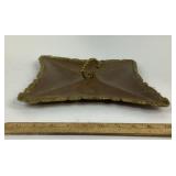 Mexican Brass and Copper Tray With Decorative Bord