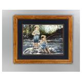 Children fishing Nelda Piper framed print