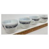 Pyrex Milk Glass Old Town Blue Cups