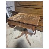 Mahogany Drop Leaf Pedestal Table With One