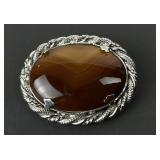 Silver Toned Stone Brooch Pin