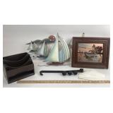 Metal Sail Boat wall art, duck art with flocked